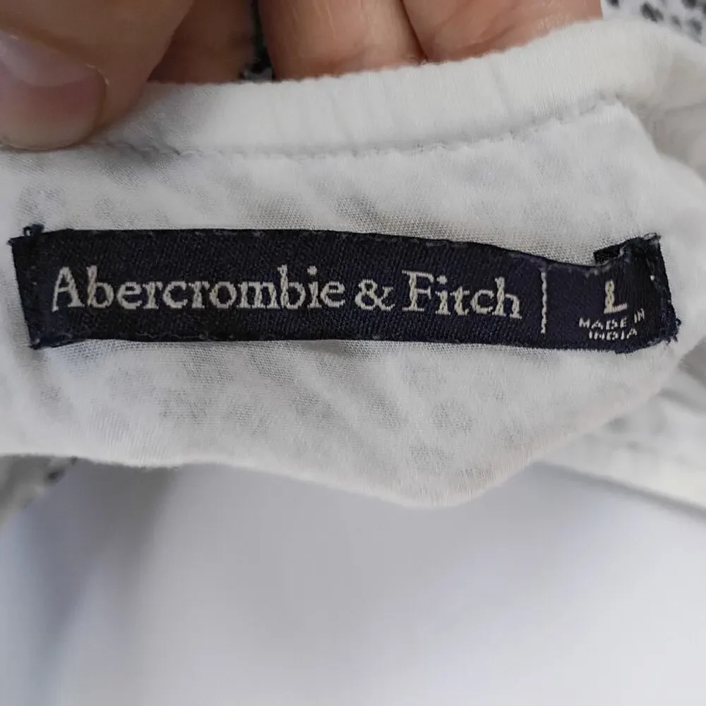 Abercrombie‎ & Fitch - White/Black Floral Ditzy Polka Dot Midi Dress Size L